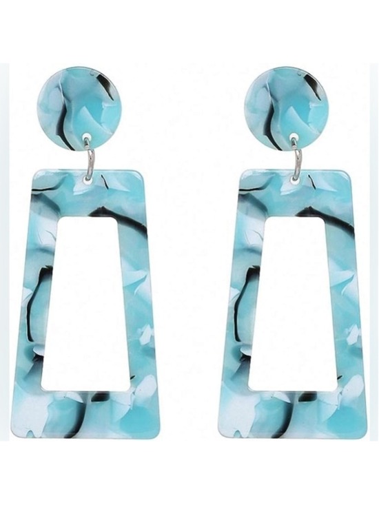 Unbranded Jewelry - Turquoise Tortoise Rectangle Drop Acrylic Earrings